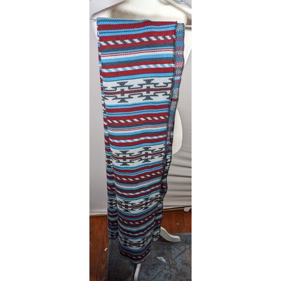 Free People Southwestern/Aztec Print Red And Blue Woven Scarf - Picture 7 of 7